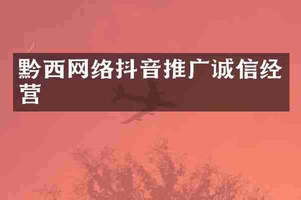 黔西网络抖音推广诚信经营
