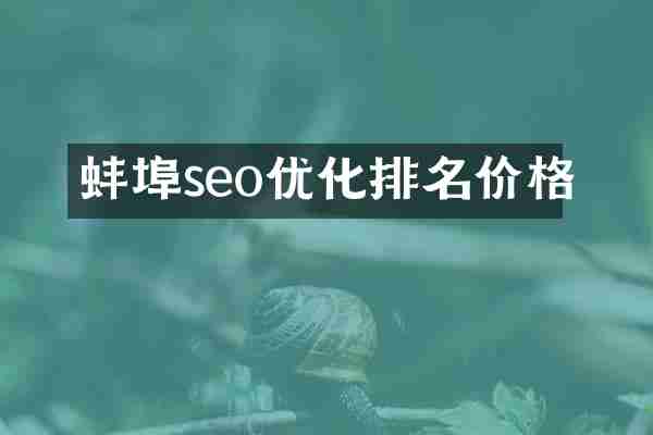 蚌埠seo优化排名价格