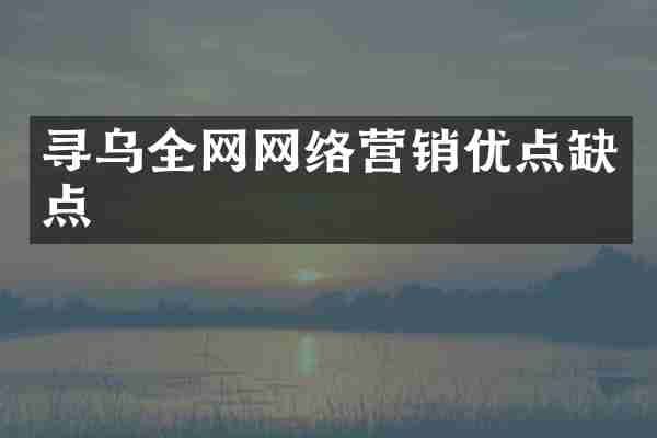 寻乌全网网络营销优点缺点