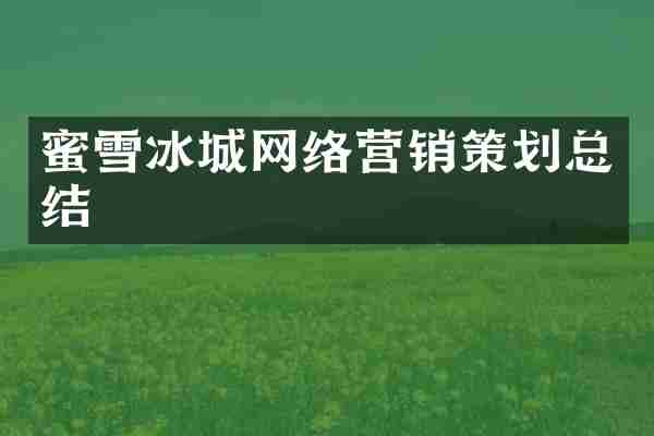 蜜雪冰城网络营销策划总结