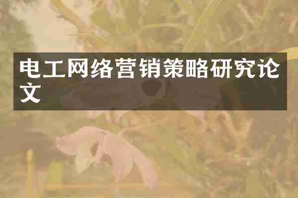 电工网络营销策略研究论文