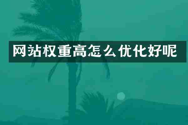 网站权重高怎么优化好呢