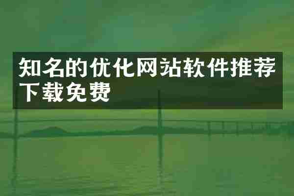 知名的优化网站软件推荐下载免费
