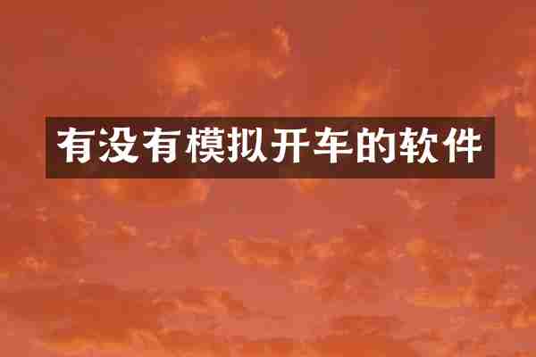 有没有模拟开车的软件
