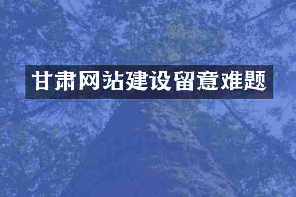 甘肃网站建设留意难题