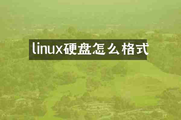 linux硬盘怎么格式