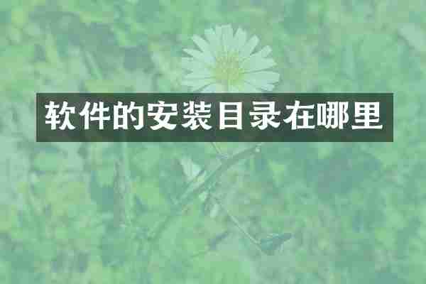 软件的安装目录在哪里