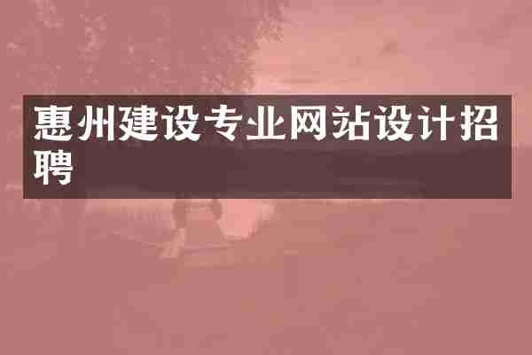惠州建设专业网站设计招聘