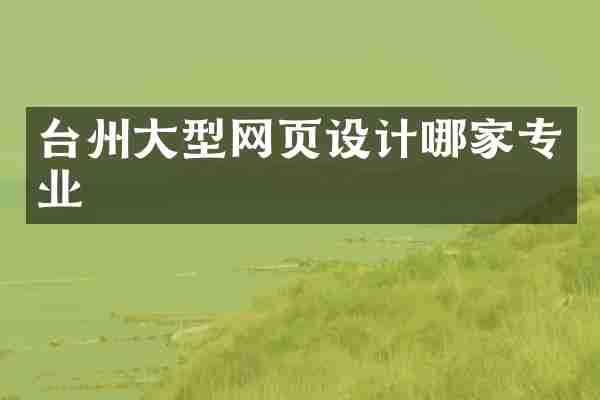 台州大型网页设计哪家专业