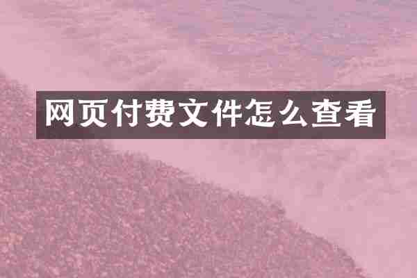 网页付费文件怎么查看