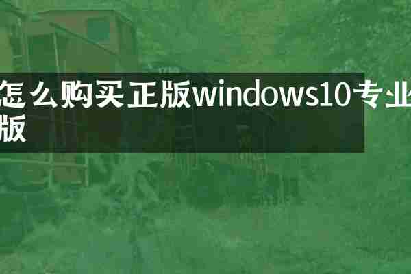 怎么购买正版windows10专业版