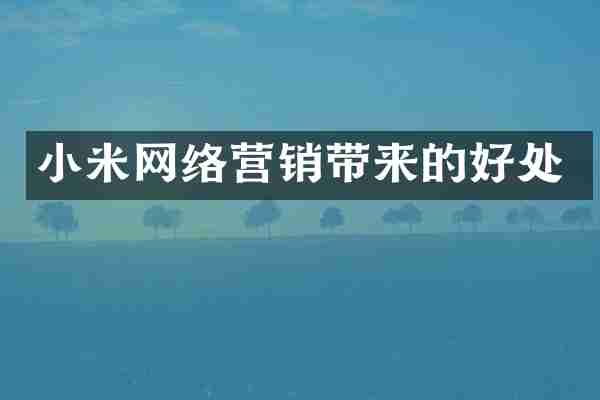 小米网络营销带来的好处