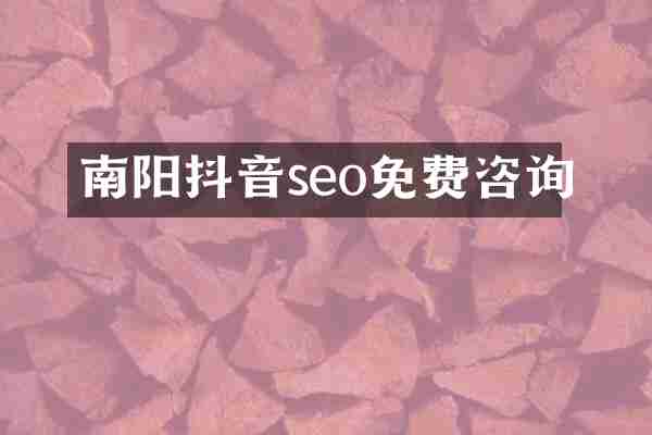 南阳抖音seo免费咨询