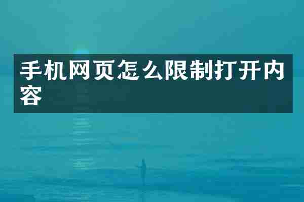 手机网页怎么限制打开内容