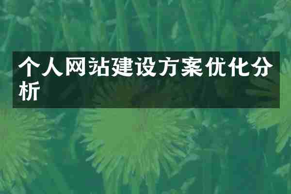 个人网站建设方案优化分析