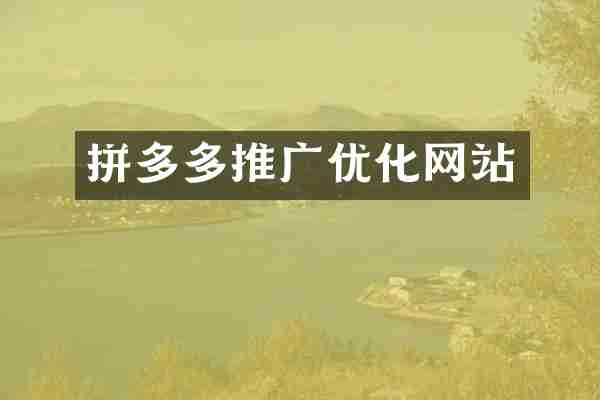 拼多多推广优化网站