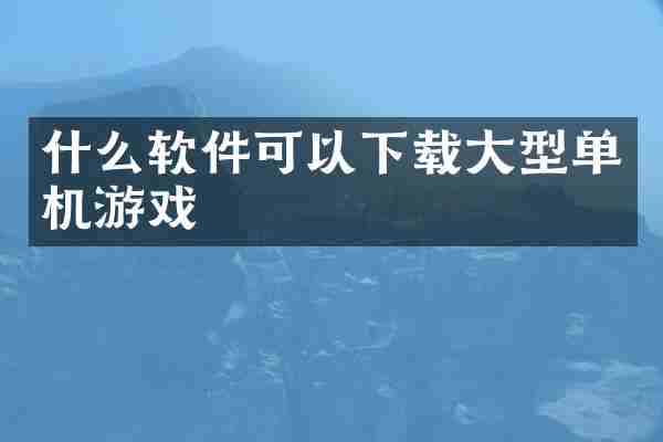 什么软件可以下载大型单机游戏