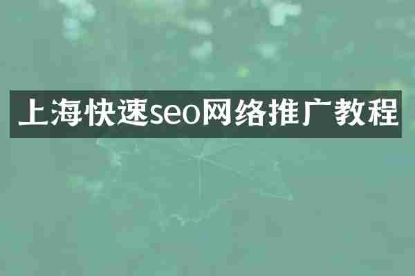上海快速seo网络推广教程