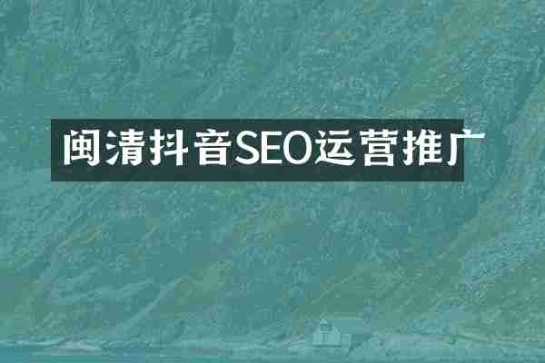 闽清抖音SEO运营推广