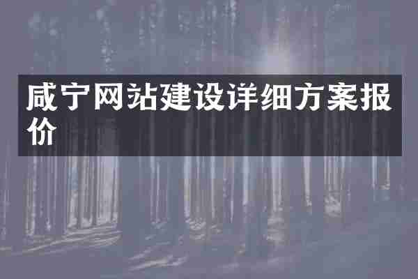 咸宁网站建设详细方案报价