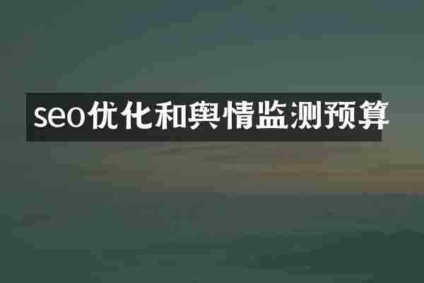 seo优化和舆情监测预算