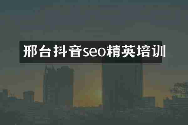 邢台抖音seo精英培训