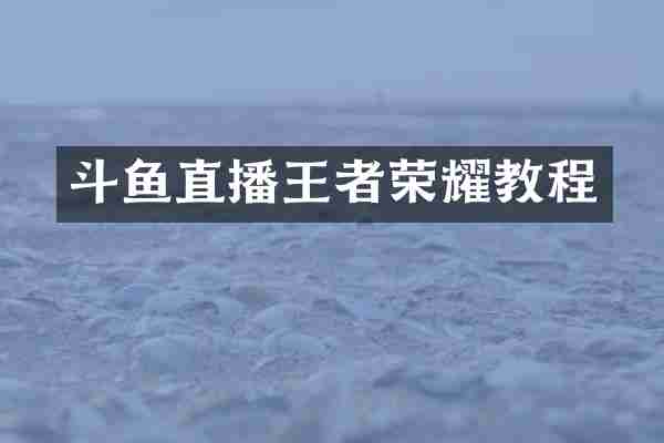 斗鱼直播王者荣耀教程