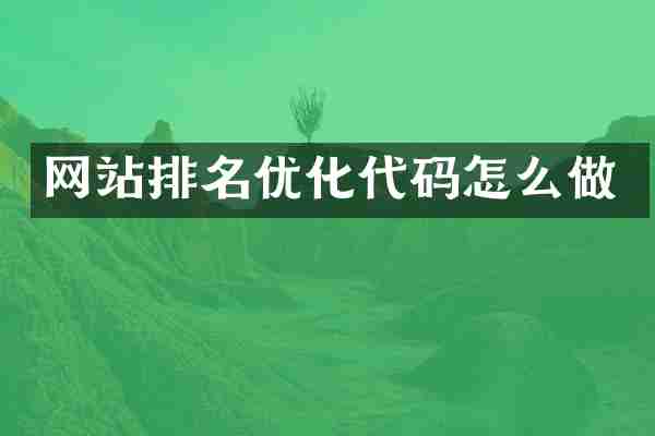 网站排名优化代码怎么做