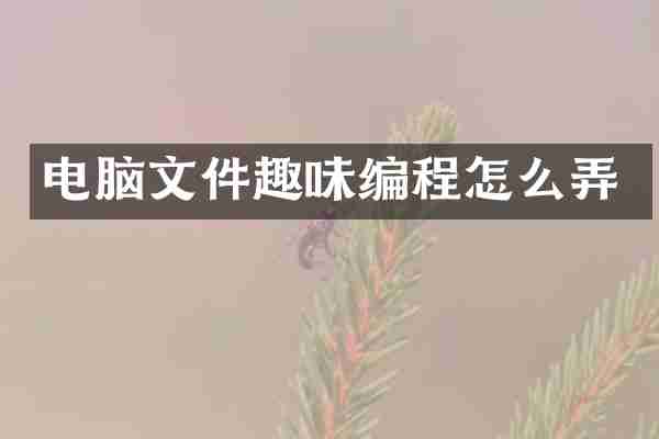 电脑文件趣味编程怎么弄