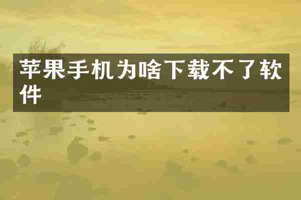 苹果手机为啥下载不了软件