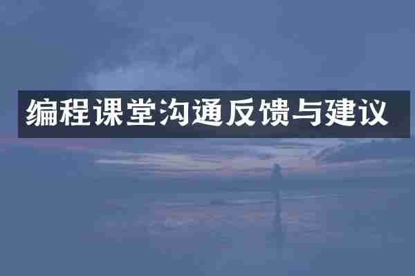 编程课堂沟通反馈与建议