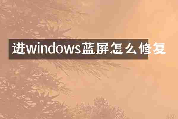 进windows蓝屏怎么修复