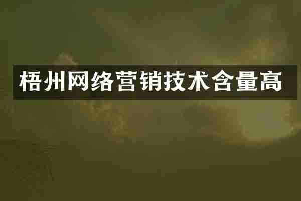 梧州网络营销技术含量高