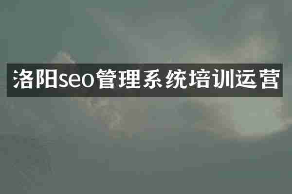 洛阳seo管理系统培训运营