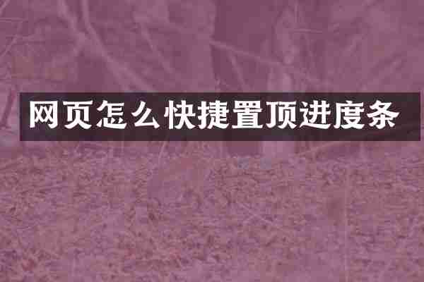 网页怎么快捷置顶进度条