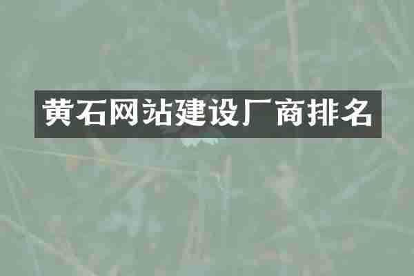 黄石网站建设厂商排名