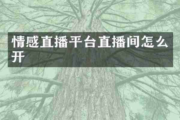 情感直播平台直播间怎么开