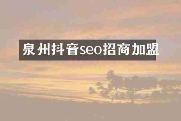 泉州抖音seo招商加盟