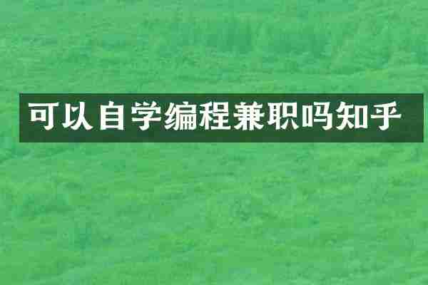 可以自学编程兼职吗知乎