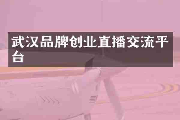 武汉品牌创业直播交流平台