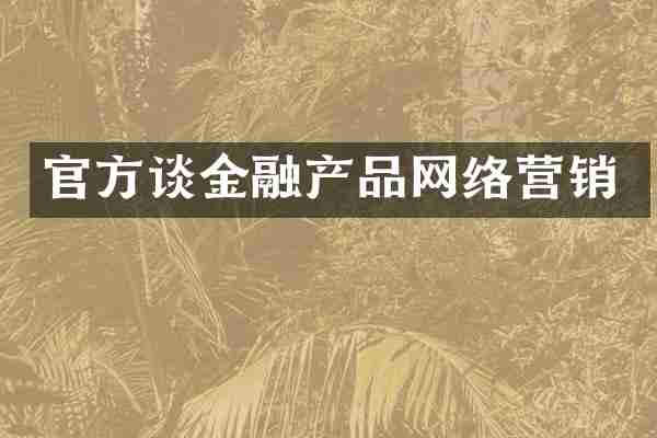 官方谈金融产品网络营销