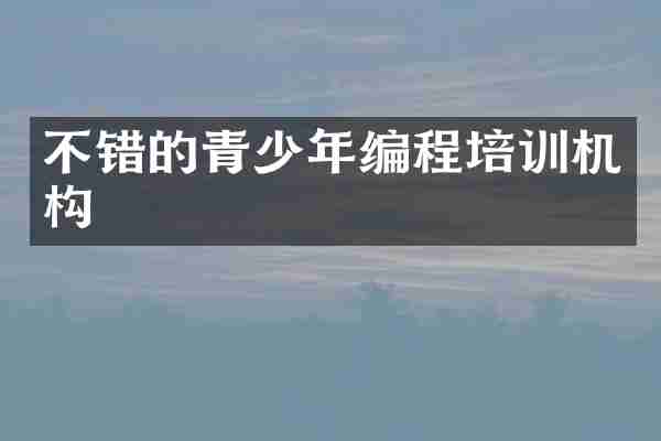 不错的青少年编程培训机构