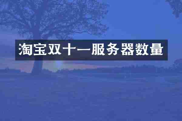 淘宝双十一服务器数量