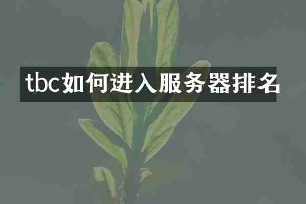 tbc如何进入服务器排名