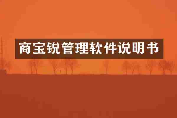 商宝锐管理软件说明书