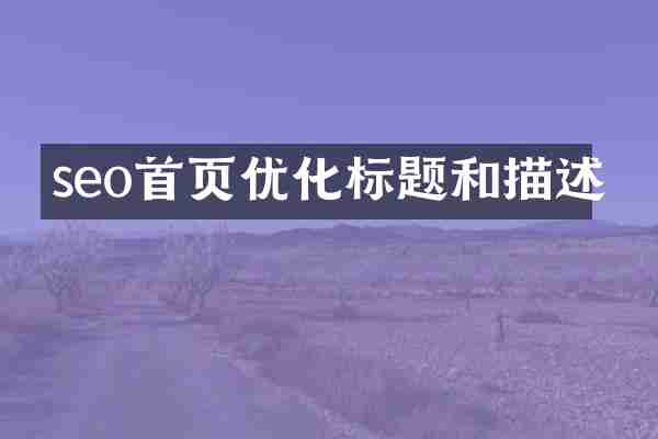 seo首页优化标题和描述