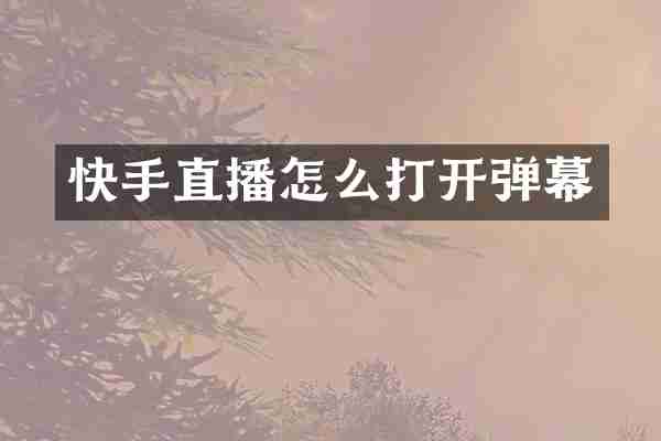 快手直播怎么打开弹幕