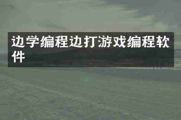 边学编程边打游戏编程软件