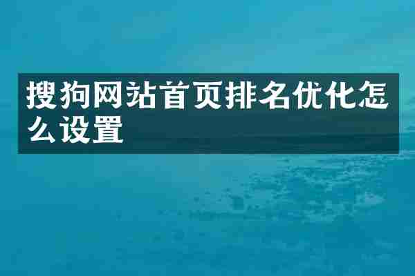 搜狗网站首页排名优化怎么设置