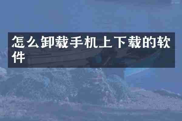 怎么卸载手机上下载的软件